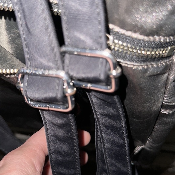 NWOT Rebecca minkoff gray metallic leather backpack so cute silver hardware main image 4